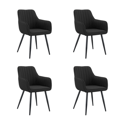 Set de 4 Sillas Neo, Color Negro, con Espaldar y Diseño Moderno
