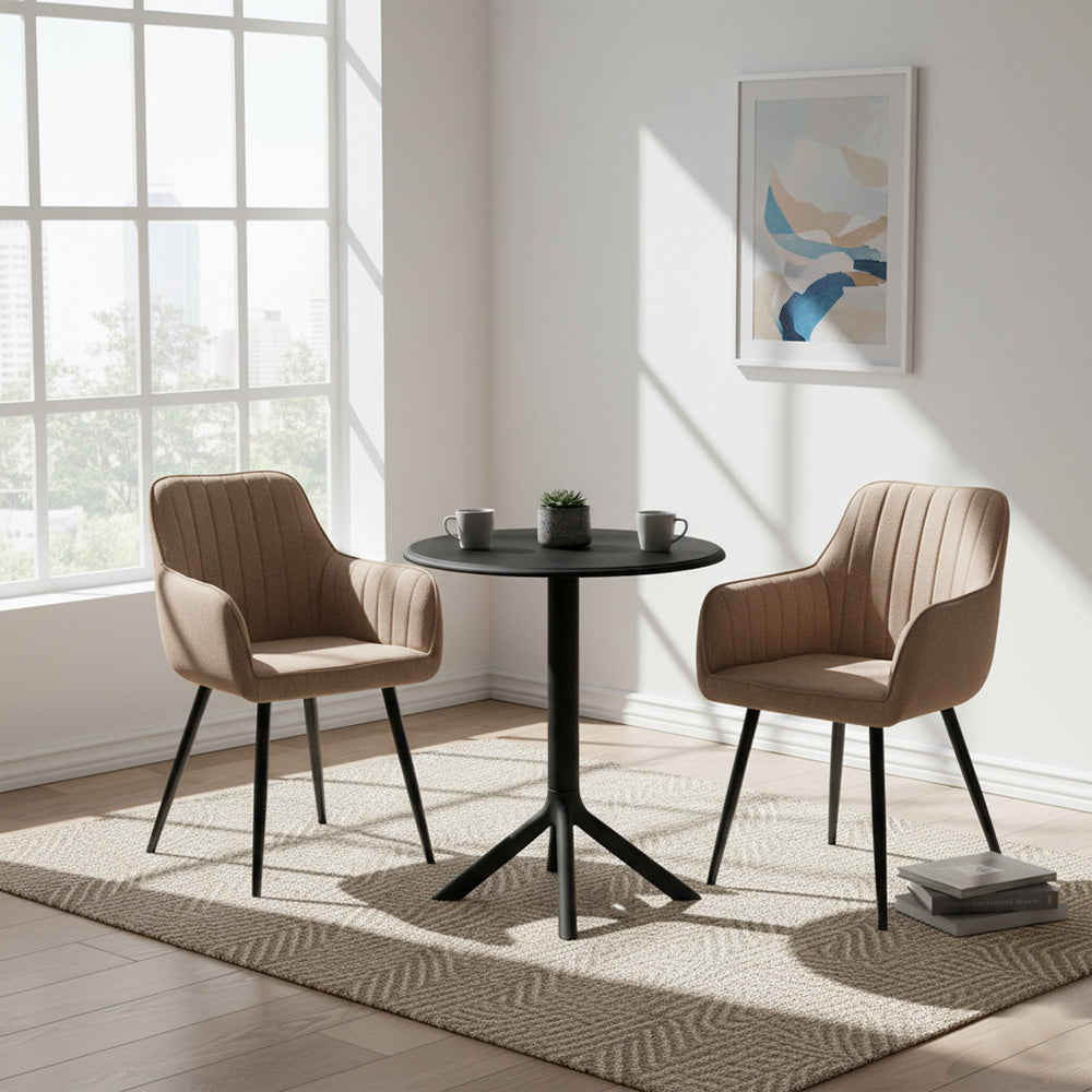 Set de 2 Sillas Neo, Color Marrón Oscuro, con Espaldar y Diseño Moderno