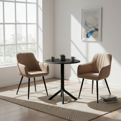 Set de 2 Sillas Neo, Color Marrón Oscuro, con Espaldar y Diseño Moderno