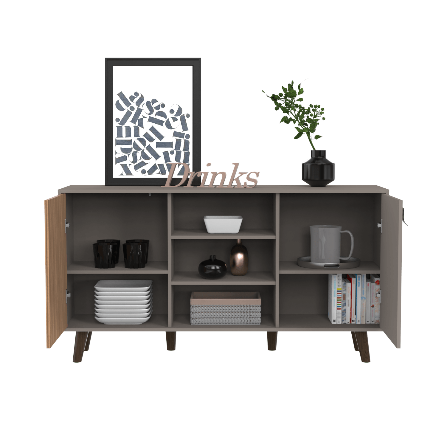 Mesa Auxiliar Mirabella, Cocoa, con Una Puerta y Amplio espacio para Ubicar Objetos - VIRTUAL MUEBLES