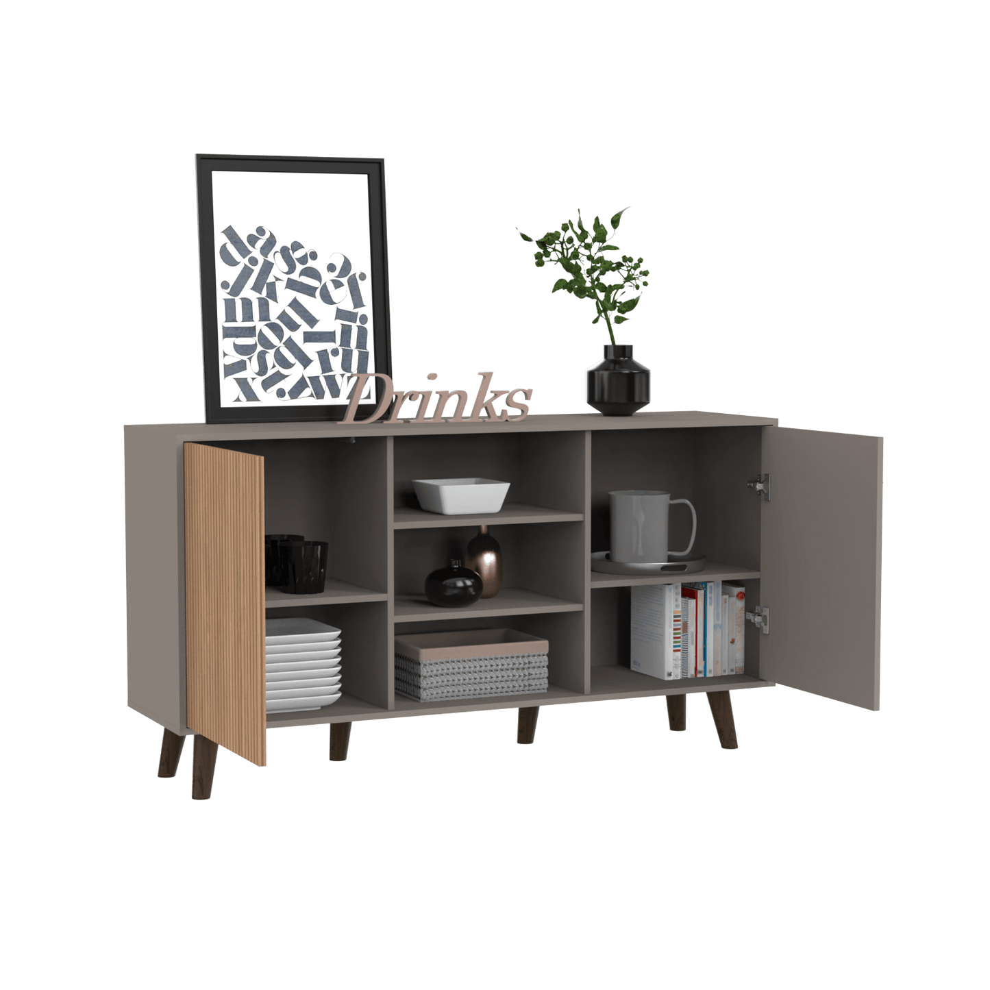 Mesa Auxiliar Mirabella, Cocoa, con Una Puerta y Amplio espacio para Ubicar Objetos - VIRTUAL MUEBLES