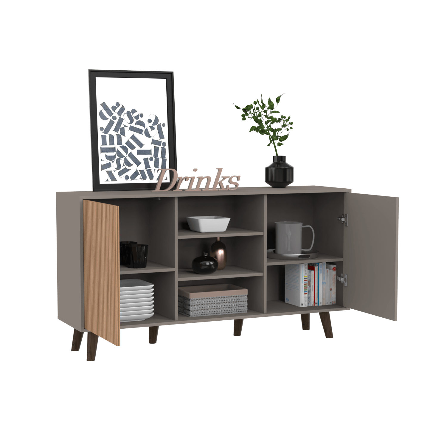 Mesa Auxiliar Mirabella, Cocoa, con Una Puerta y Amplio espacio para Ubicar Objetos - VIRTUAL MUEBLES