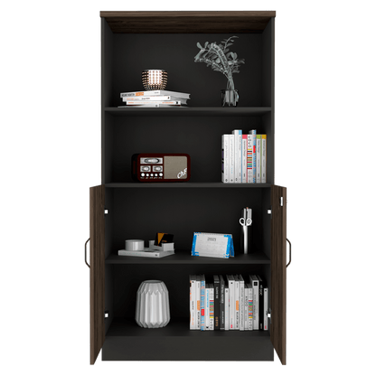 Biblioteca Concept, Wengue y Chocolate, con Variedad de Entrepaños - VIRTUAL MUEBLES