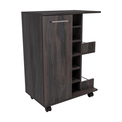 Bar Cart, Grafito, con Espacio Para Botellas y Porta Copas - VIRTUAL MUEBLES