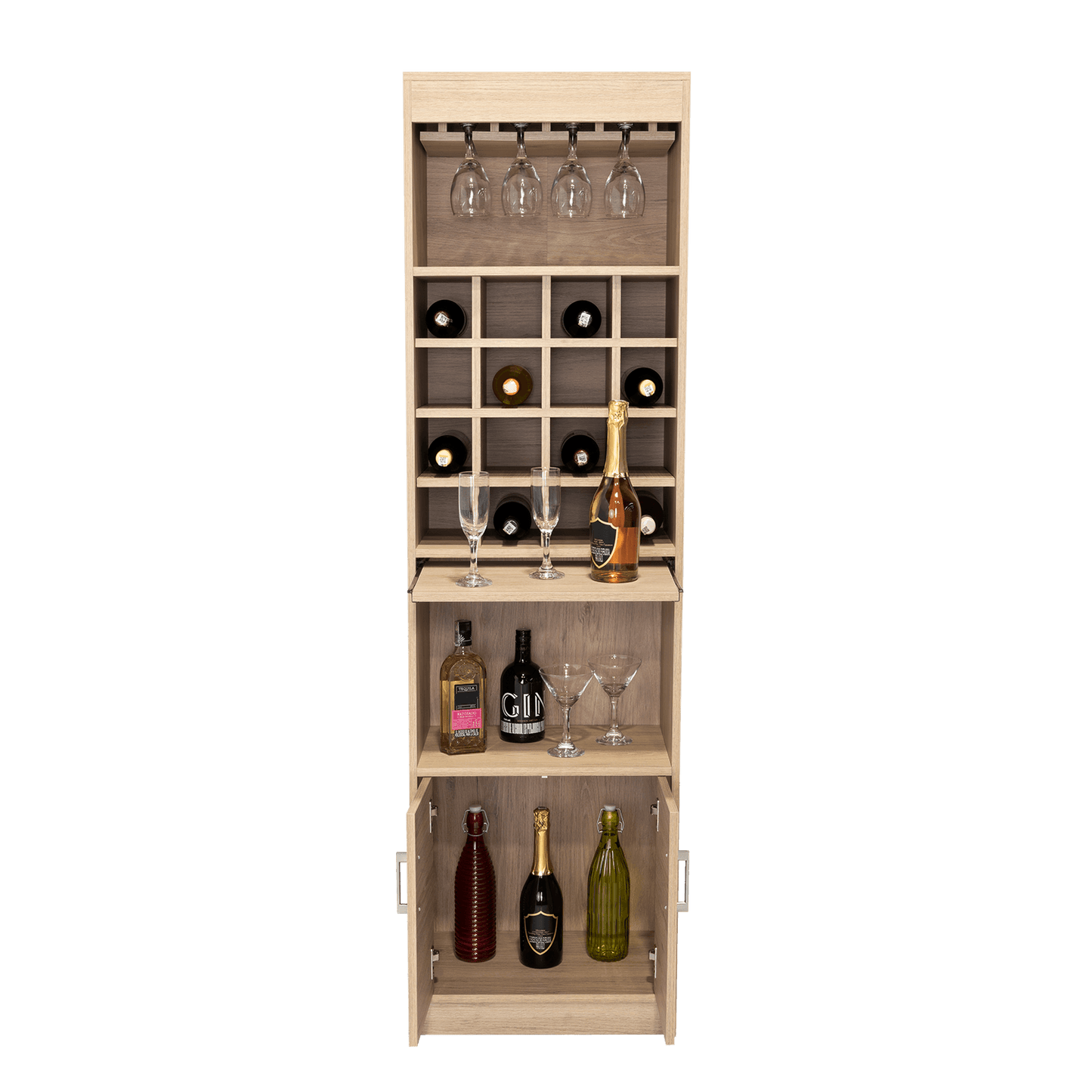 Bar Sancro, Beige, con Gran Capacidad de Almacenamiento - VIRTUAL MUEBLES