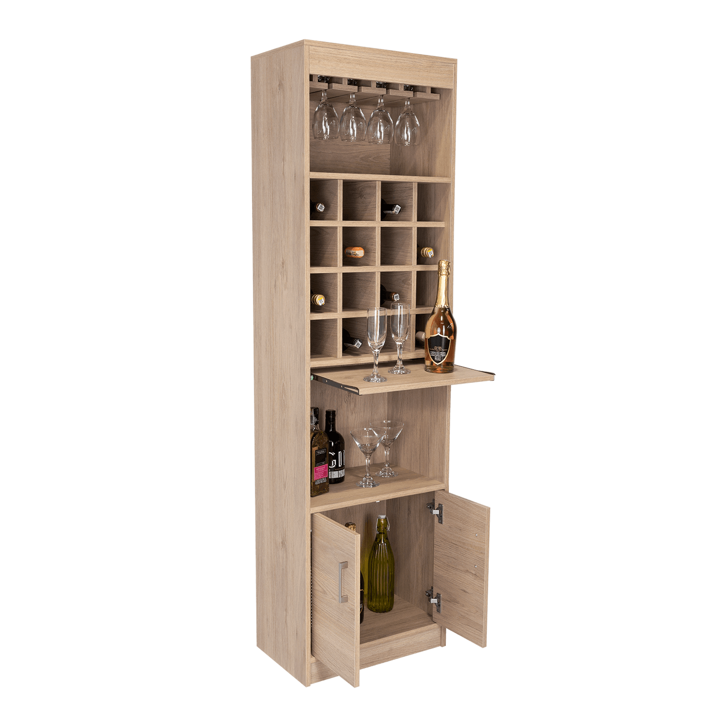 Bar Sancro, Beige, con Gran Capacidad de Almacenamiento - VIRTUAL MUEBLES