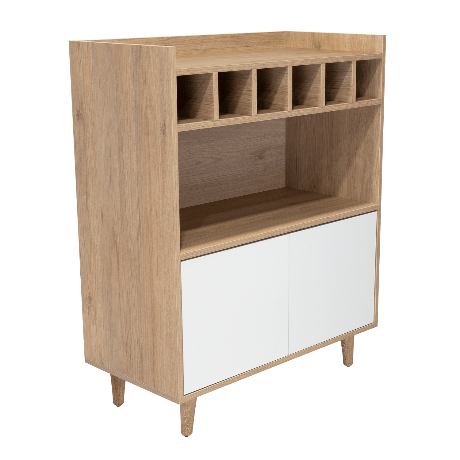 Bar Burdeos, Beige y Blanco, con Espacio Para Botellas y Porta Copas - VIRTUAL MUEBLES