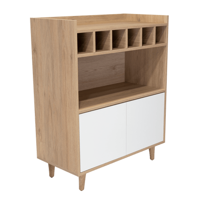 Bar Burdeos, Beige y Blanco, con Espacio Para Botellas y Porta Copas - VIRTUAL MUEBLES