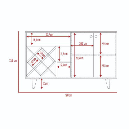 Bar Vithi, Blanco y Macadamia, Con Puertas Abatibles Y Botón Metálico - VIRTUAL MUEBLES