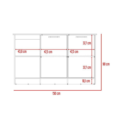 Barra de Cocina Samara, Wengue e Ibiza, con Tres Entrepaños ZF - VIRTUAL MUEBLES