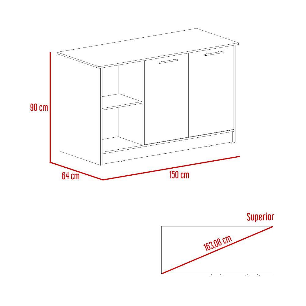 Barra de Cocina Samara, Wengue y Macadamia, con Tres Entrepaños ZF - VIRTUAL MUEBLES