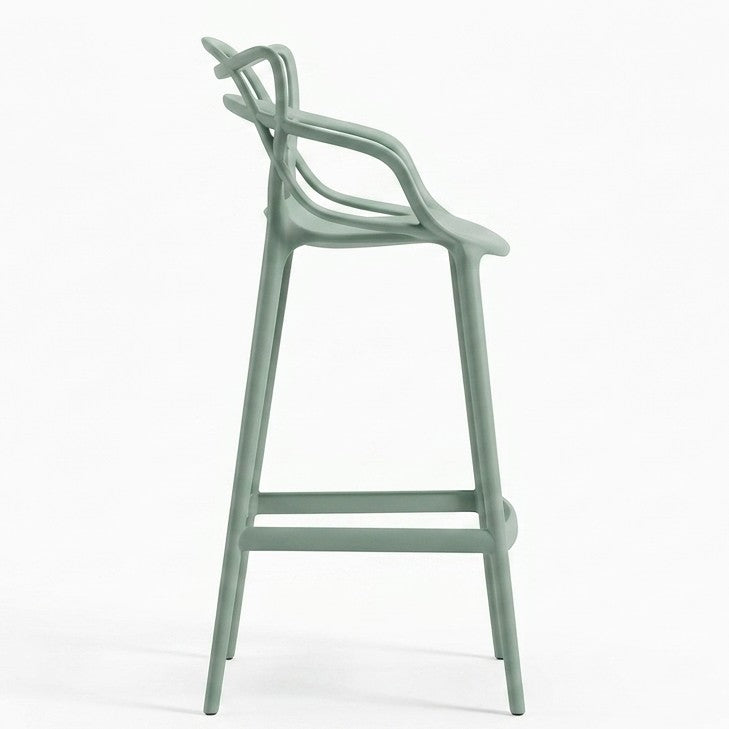 Silla para Bar Palermo, Verde, con Reposa Pies Doble Propósito, abierto
