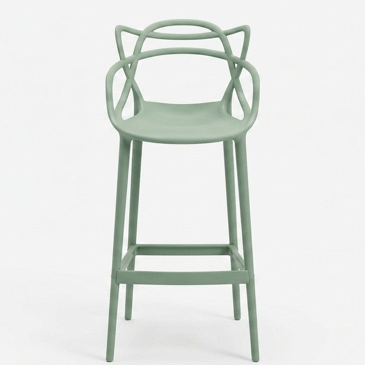 Silla para Bar Palermo, Verde, con Reposa Pies Doble Propósito, detalle de acabado