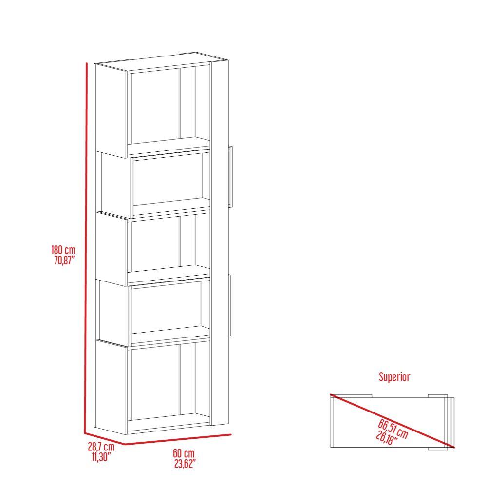 Biblioteca Ascher Talla M, Humo y Blanco Duqueza, con Cinco Entrepaños - VIRTUAL MUEBLES