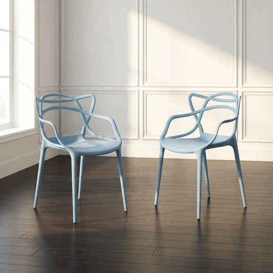 Set de 2 Sillas Palermo, Color Azul Claro, con Espaldar y Diseño Moderno