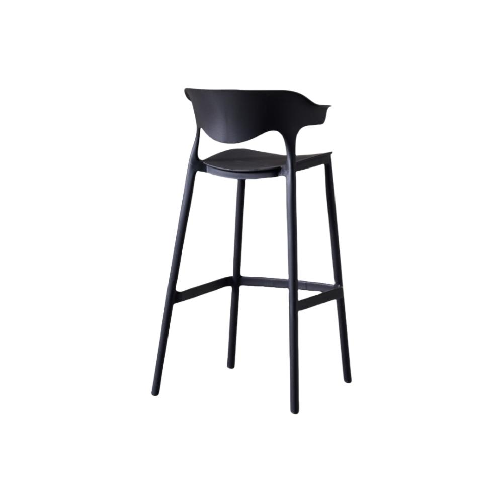 Set de 4 Sillas para Bar Elena, Color Negro, Diseño Moderno, vista en perspectiva