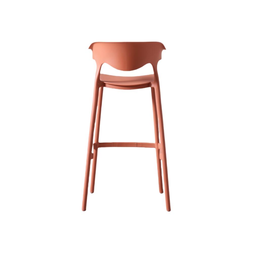 Silla para Bar Elena, Color Terracota, Diseño Moderno, vista en perspectiva