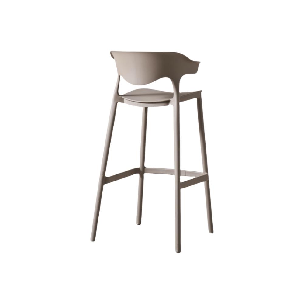 Silla para barra Elena color taupe en polipropileno - vista lateral