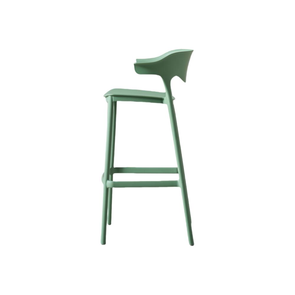 Silla para bar Elena verde oliva en polipropileno 99 cm - vista frontal