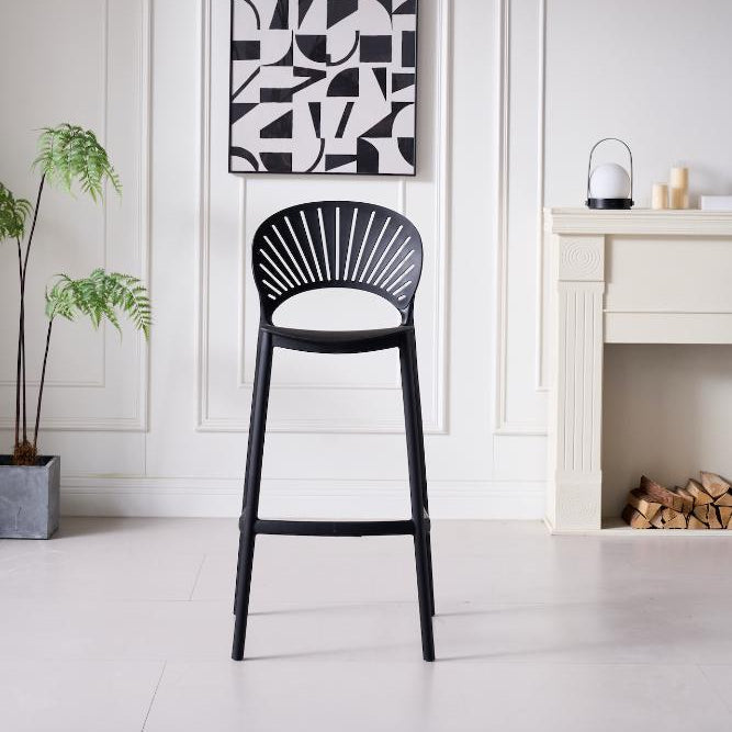 Silla para Bar Paraíso, Color Negro, Diseño Moderno, vista frontal