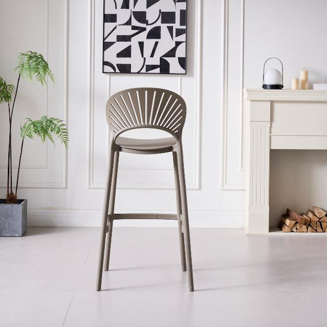 Silla para Bar Paraíso, Color Taupe, Diseño Moderno, vista posterior