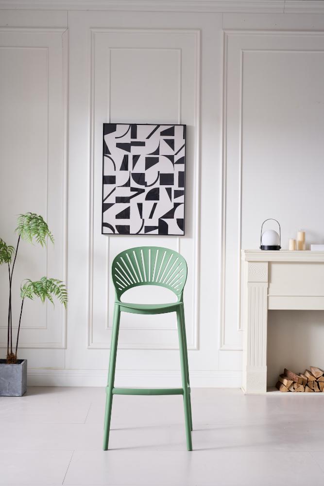 Silla para Bar Paraíso, Color Verde Olivo, Diseño Moderno, vista frontal