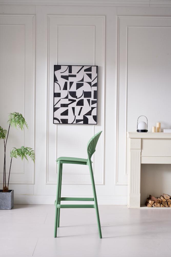 Silla para Bar Paraíso, Color Verde Olivo, Diseño Moderno, vista lateral