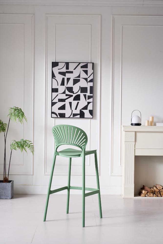 Silla para Bar Paraíso, Color Verde Olivo, Diseño Moderno, detalle