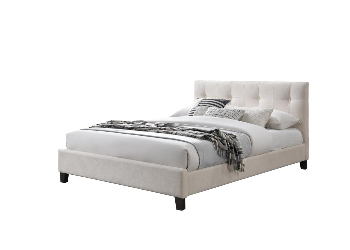 Cama Doble Imperial, Blanco, Madera Roble Tapizada, vista frontal