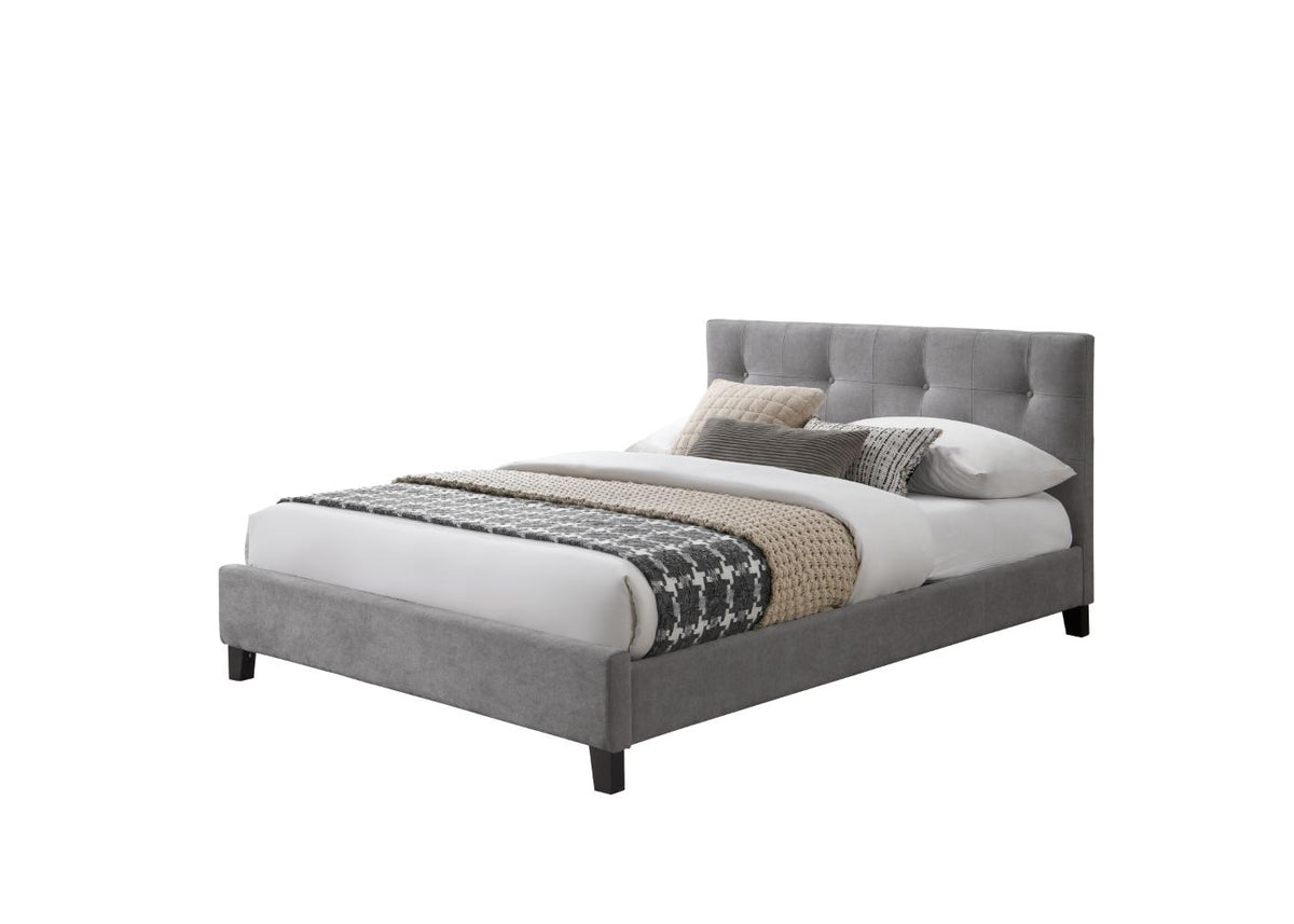 Cama Doble Imperial, Gris, Madera Roble Tapizada, vista frontal