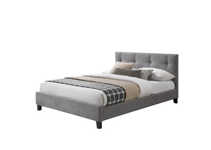 Cama Doble Imperial, Gris, Madera Roble Tapizada, vista frontal