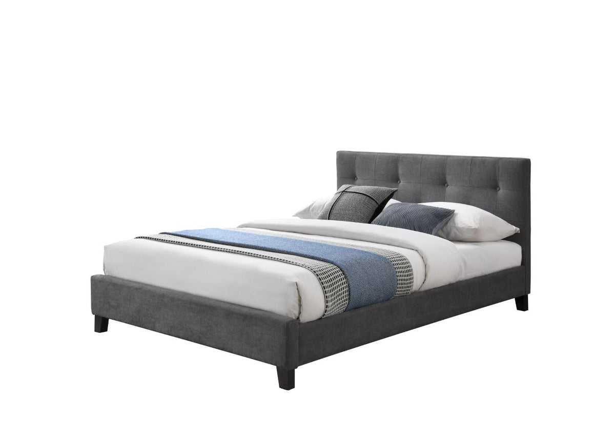 Cama doble Imperial gris oscuro con espaldar alto tapizado - vista frontal