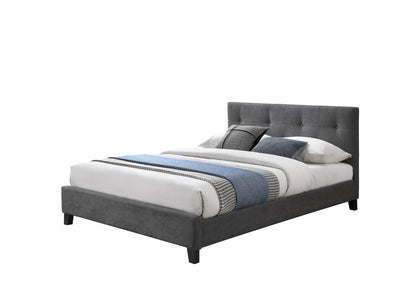 Cama doble Imperial gris oscuro con espaldar alto tapizado - vista frontal