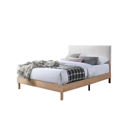 Cama doble Sonia beige con respaldo tapizado, 110 x 143 x 197 cm – vista 2