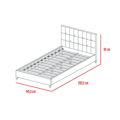Cama doble Imperial gris oscuro con espaldar alto tapizado - vista posterior