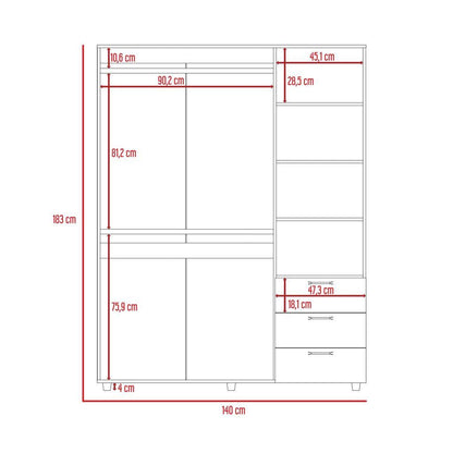 Closet Tini color Nogal y Blanco para Habitación.