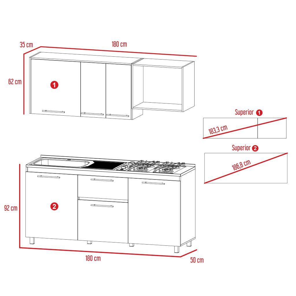 Cocina Integral Alan color Café claro y Blanco.