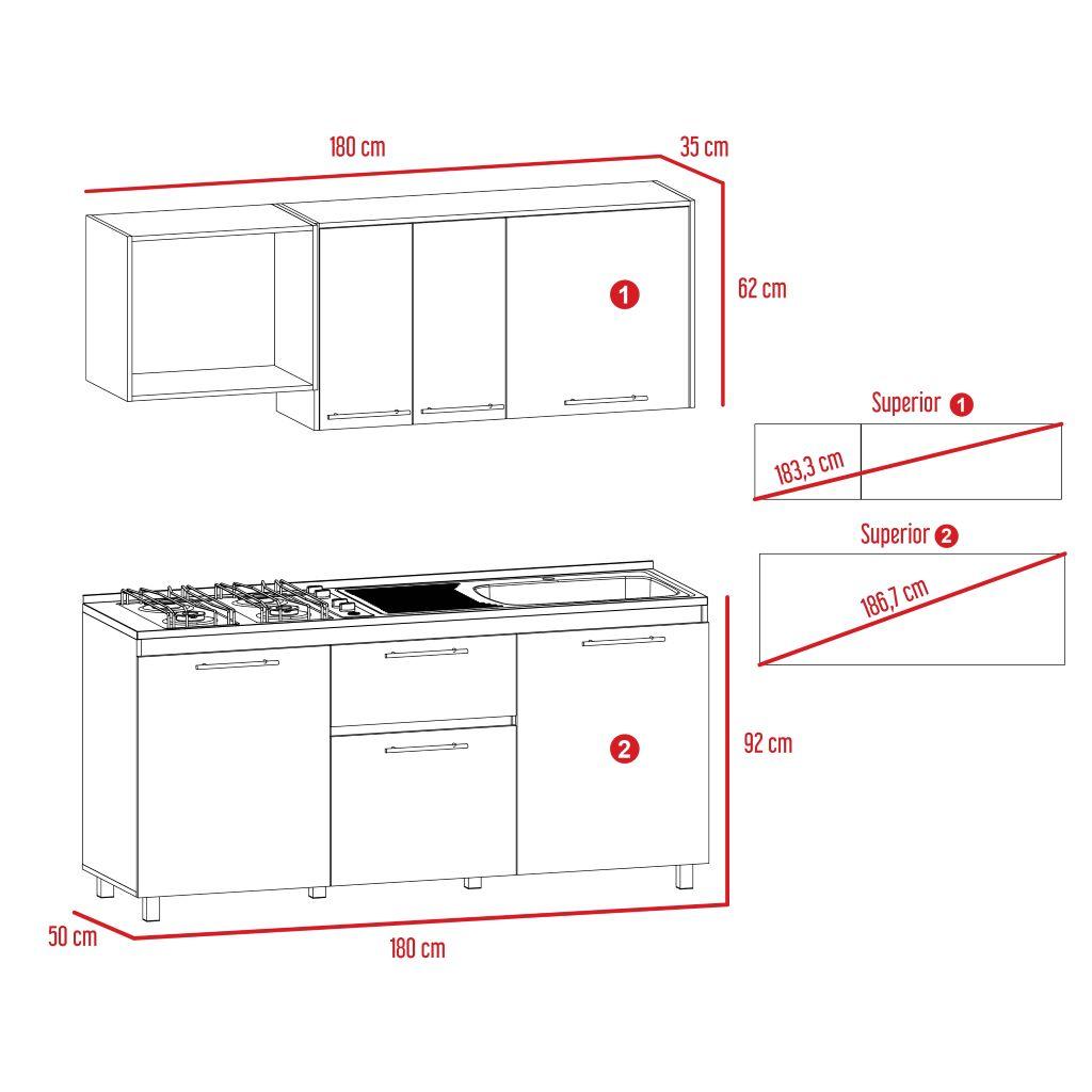 Cocina Integral Alan color Café claro y Blanco.