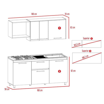 Cocina Integral Alan color Café claro y Blanco.