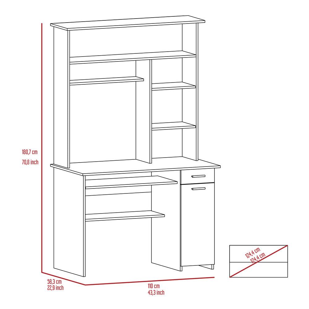 Escritorio Zafir, Wengue, con Un Cajón y Cinco Entrepaños - VIRTUAL MUEBLES