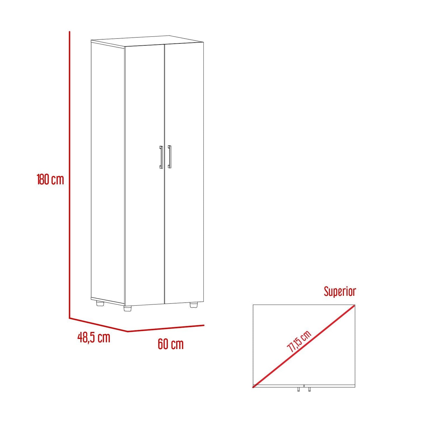 Closet Douglas, Café Claro y Blanco, con dos Puertas y Tubo para Colgar Ropa ZF - VIRTUAL MUEBLES