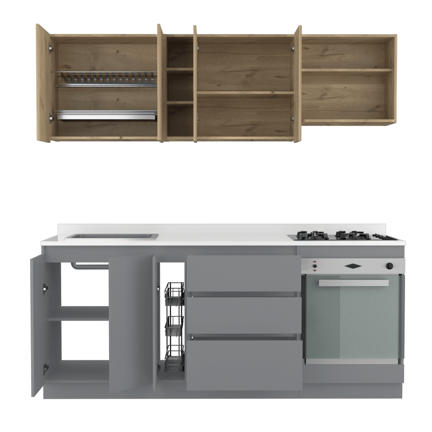 Cocina Integral Thilo color Café claro y Gris.