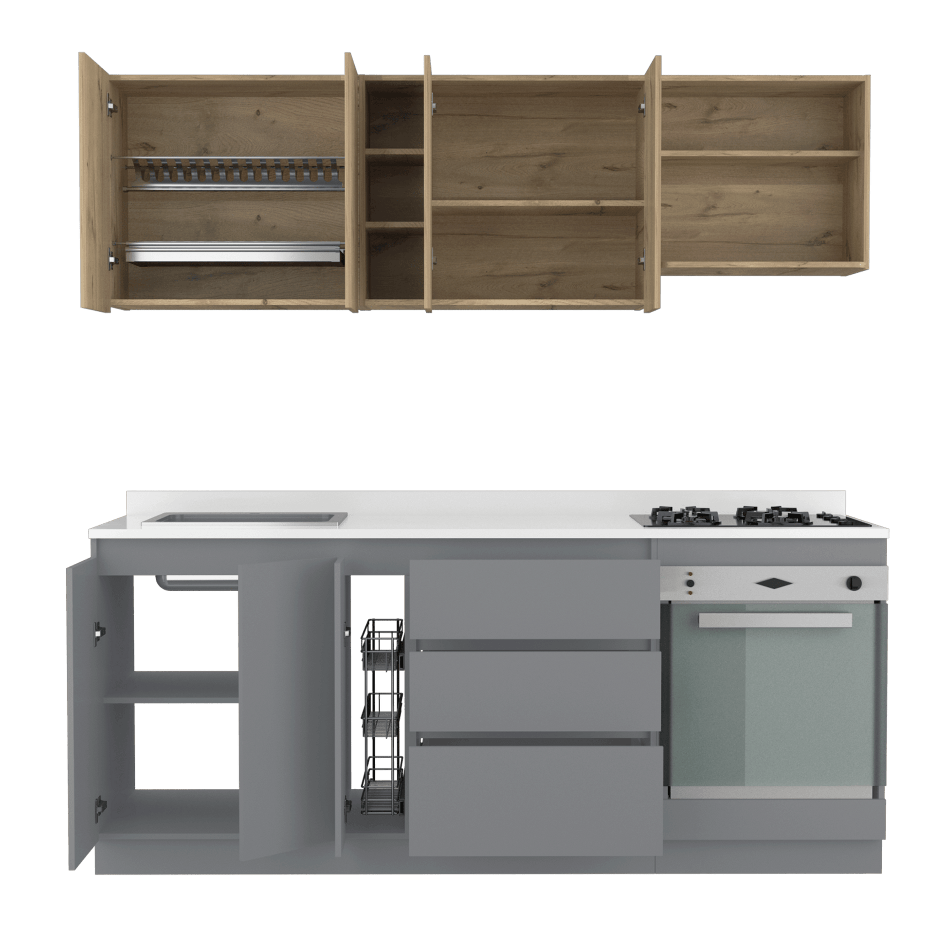 Cocina Integral Thilo color Café claro y Gris.