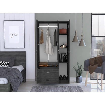 Closet América, Gris, con Dos Cajones y Variedad de Entrepaños