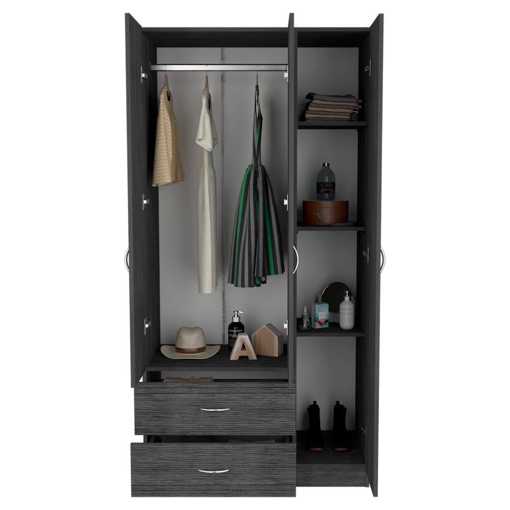 Closet América, Gris, con Dos Cajones y Variedad de Entrepaños