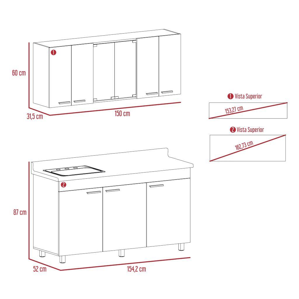 Cocina Integral Eris color Moreno y Blanco.