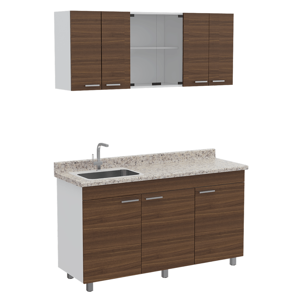 Cocina Integral Eris color Moreno y Blanco.