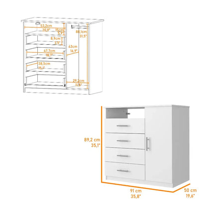 Comoda Peru 4 Cajones RTA Blanco