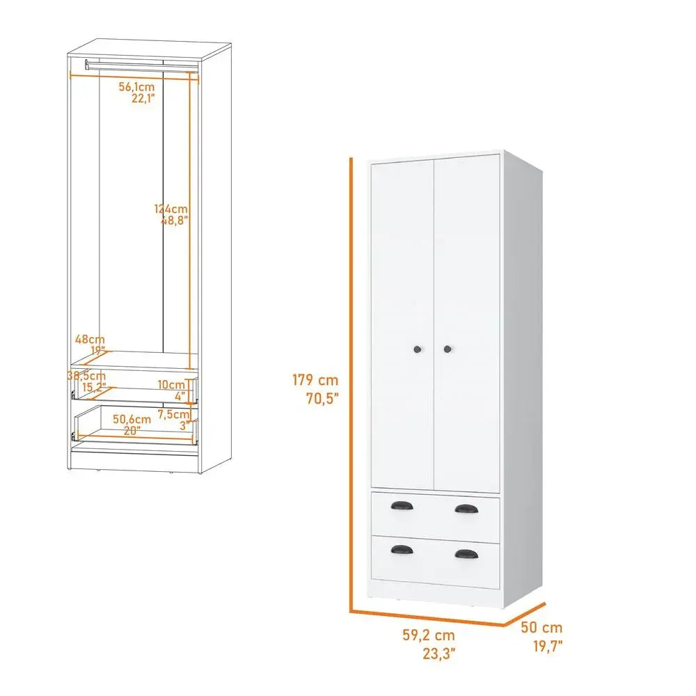 Closet 2 Cajones RTA Blanco