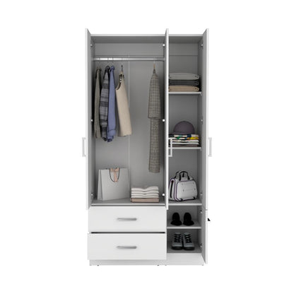 Closet Cebres, Blanco, con cuatro puertas y dos cajones